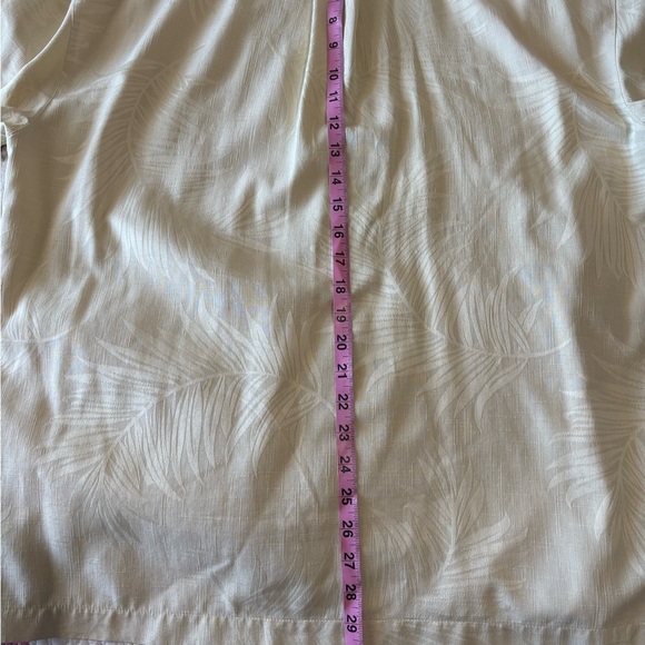 Jamaica Jaxx Cream 100% Silk Hawaiian Shirt Palm Leaf Jacquard Print Large - Picture 9 of 9